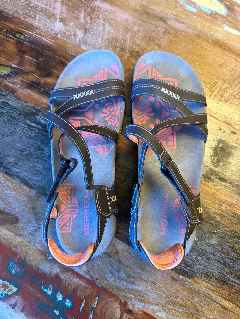 Merrell Brown and Coral Women's Outdoor Strappy Sandals